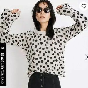 Madewell Merino Wool Leopard Polka Dot Pullover Sweater XS or S